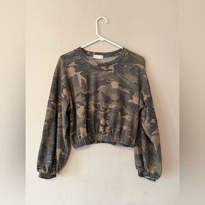 Altar'd State Camo Cropped Long Sleeve Shirt